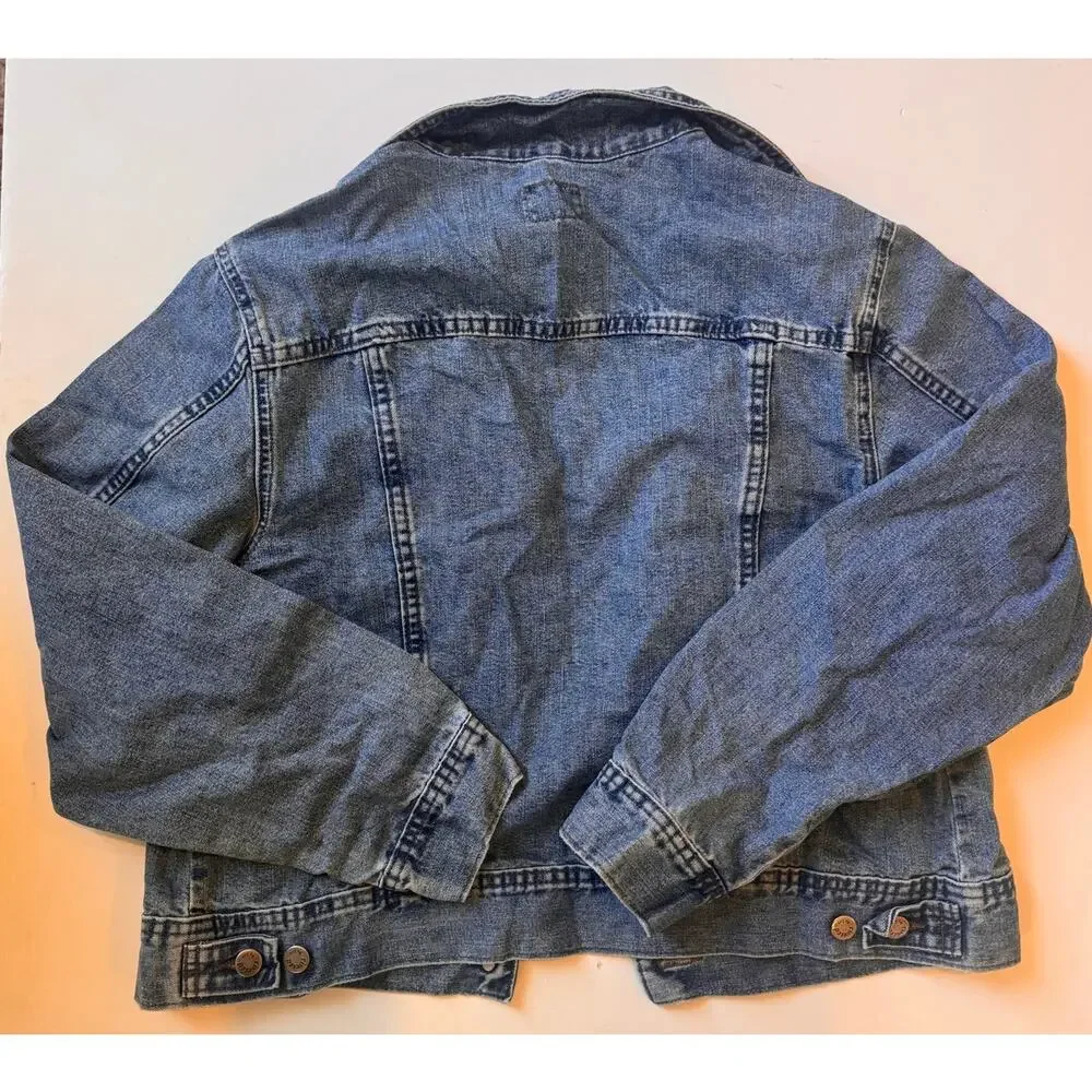 90s Vtg Riveted by Lee Medium Wash Denim Jean Jacket Men's L